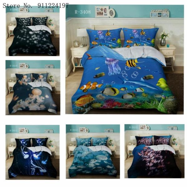 2/3 pieces ocean bedding set 3d jellyfish printed duvet cover for bedroom home textile tropical fish bed quilt sets
2/3 pieces ocean bedding set 3d jellyfish printed duvet cover for bedroom home textile tropical fish bed quilt sets