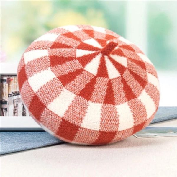 winter hat women beret wool warm striped plaid painter wild british retro pumpkin adjustable berets, Blue;gray
winter hat women beret wool warm striped plaid painter wild british retro pumpkin adjustable berets, Blue;gray