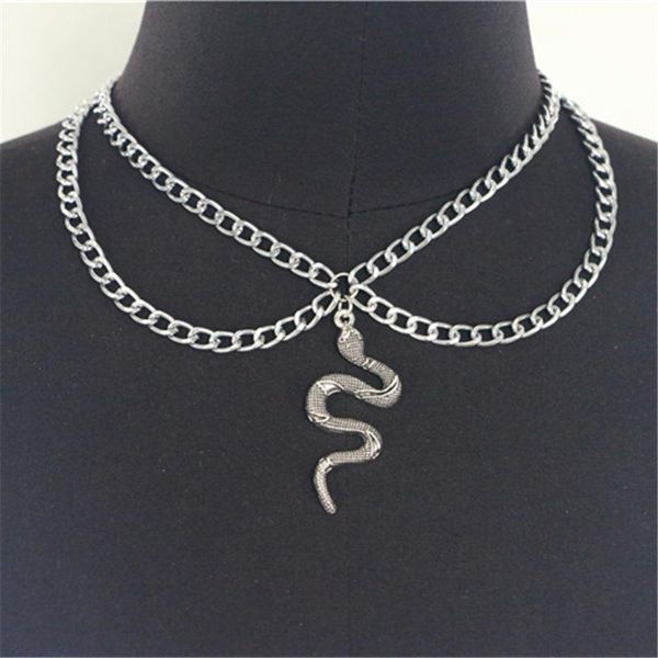 pendant necklaces hip hop punk silver color double layer chain geometric snake shape statement necklace femme jewelry gifts for women
pendant necklaces hip hop punk silver color double layer chain geometric snake shape statement necklace femme jewelry gifts for women