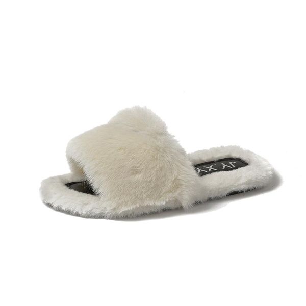 slippers 2021 autumn and winter artificial fur fashion non-slip warmth ladies flat shoes women's comfortable home plush, Black 
slippers 2021 autumn and winter artificial fur fashion non-slip warmth ladies flat shoes women's comfortable home plush, Black