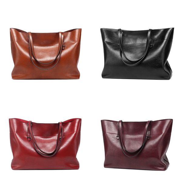2021 new fashion single shoulder messenger bag oil leather tote women's handbag, Black;red
2021 new fashion single shoulder messenger bag oil leather tote women's handbag, Black;red