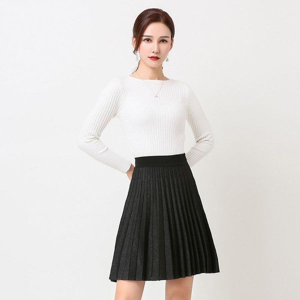 autumn winter women's skirt korean style solid color high waist knitted casual bottoming short pleated skirts gx464, Black
autumn winter women's skirt korean style solid color high waist knitted casual bottoming short pleated skirts gx464, Black