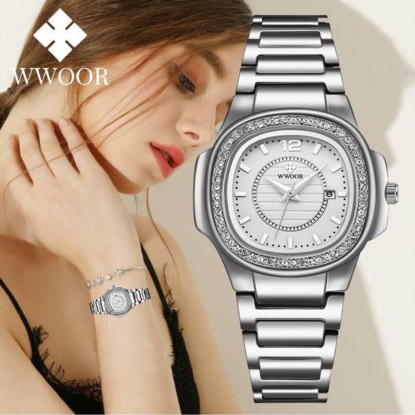 silver watch for women quartz dress crystal elegant ladies wristwatches female clock relogio feminino, Slivery;brown
silver watch for women quartz dress crystal elegant ladies wristwatches female clock relogio feminino, Slivery;brown