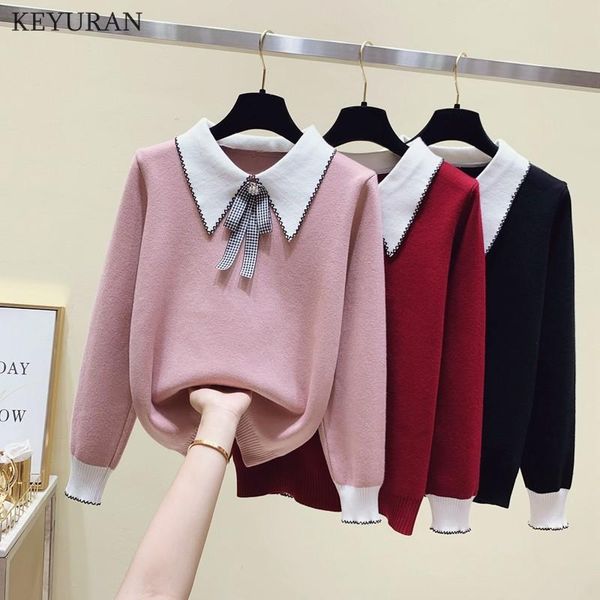women's sweaters 2021 autumn and winter knitted women bow long sleeve pullovers vintage ladies jumpers knitwear femme pull, White;black
women's sweaters 2021 autumn and winter knitted women bow long sleeve pullovers vintage ladies jumpers knitwear femme pull, White;black