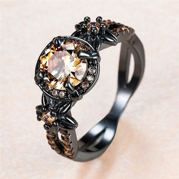 Prong Round Champagne Zircon Ring Charming Flower Crystal Stone Rings For Women Vintage Fashion Black Gold Engagement Wedding, Slivery;golden
Prong Round Champagne Zircon Ring Charming Flower Crystal Stone Rings For Women Vintage Fashion Black Gold Engagement Wedding, Slivery;golden