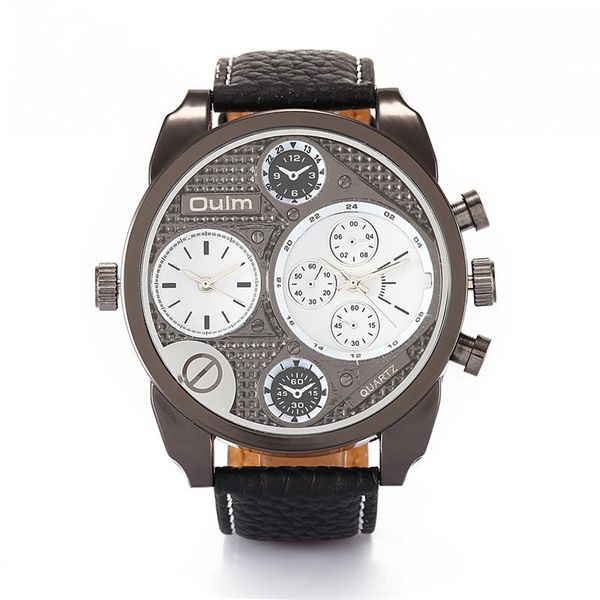 wristwatches mens watches brand oulm 22mm leather strap fashion design 2 time zone large dial casual quartz watch reloj hombre grande, Slivery;brown
wristwatches mens watches brand oulm 22mm leather strap fashion design 2 time zone large dial casual quartz watch reloj hombre grande, Slivery;brown
