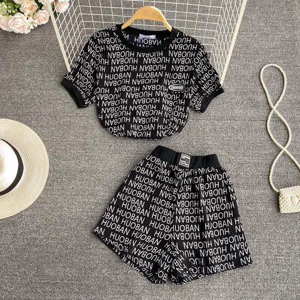 women's tracksuits summer letter print 2 piece sets for women short sleeve t-shirt harajuku loose high waist wide leg shorts tracksuit, Gray
women's tracksuits summer letter print 2 piece sets for women short sleeve t-shirt harajuku loose high waist wide leg shorts tracksuit, Gray