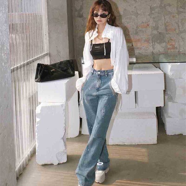 women's shorts streetwear jeans woman high waist splash-ink blue printed ripped for women straight leg pants y2k korean fashi 6xes, White;black
women's shorts streetwear jeans woman high waist splash-ink blue printed ripped for women straight leg pants y2k korean fashi 6xes, White;black