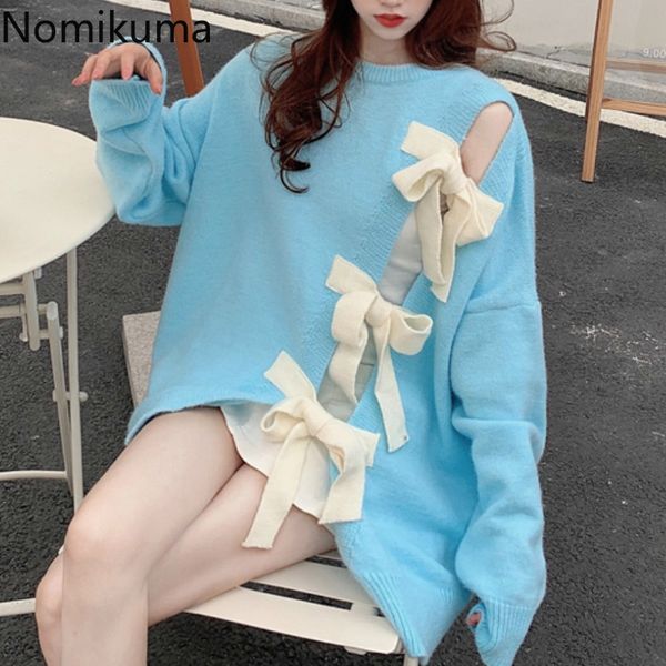 nomikuma women pullover sweater bow lae up hollow out casual loose korean chic sweaters female o neck long sleeve jumpers 3d240 210514, White;black
nomikuma women pullover sweater bow lae up hollow out casual loose korean chic sweaters female o neck long sleeve jumpers 3d240 210514, White;black