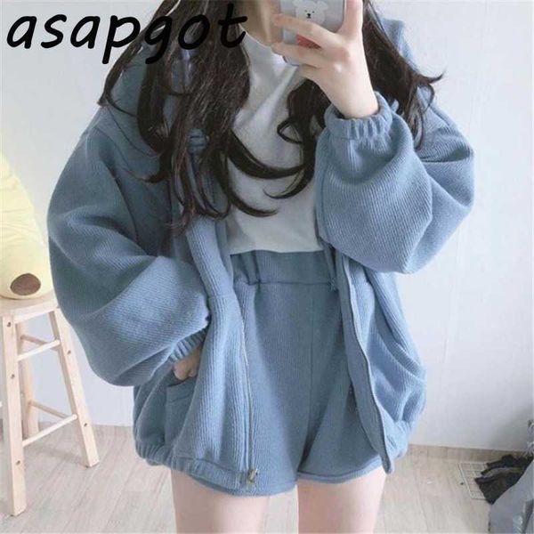 fashion autumn blue two piece set casual lantern sleeve zip up sweatshirts hooded hoodies jacket wide leg shorts preppy style 210610, White
fashion autumn blue two piece set casual lantern sleeve zip up sweatshirts hooded hoodies jacket wide leg shorts preppy style 210610, White