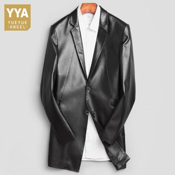 men's leather & faux business man mid long sheepskin blazer coat slim fit mens genuine jacket office outwear suit trench, Black
men's leather & faux business man mid long sheepskin blazer coat slim fit mens genuine jacket office outwear suit trench, Black