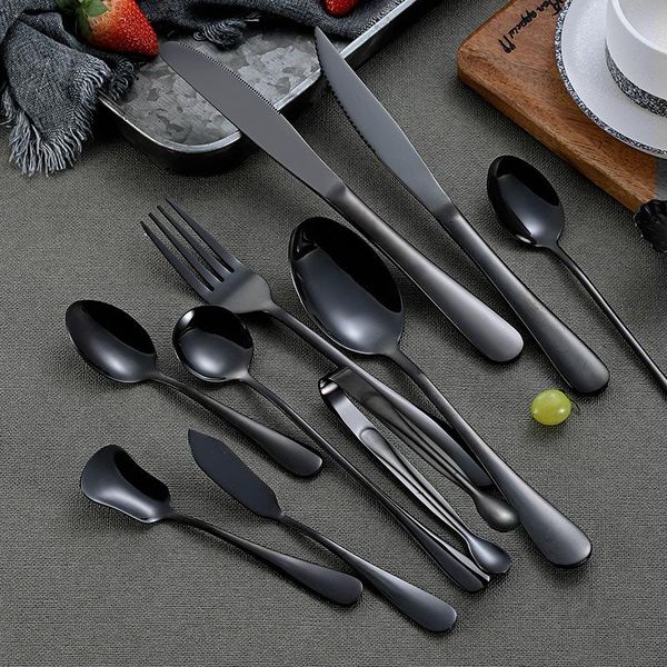 black stainless steel tableware mirror cutlery set kitchen dinnerware spoon and fork dinner home flatware sets
black stainless steel tableware mirror cutlery set kitchen dinnerware spoon and fork dinner home flatware sets