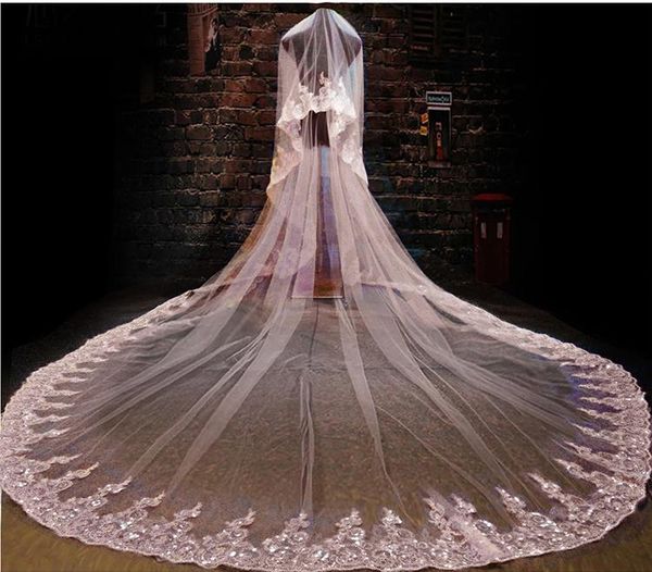 bridal veils real picture 3 meters wedding one layer appliques edge bride accessory price long train without comb high quality, Black
bridal veils real picture 3 meters wedding one layer appliques edge bride accessory price long train without comb high quality, Black
