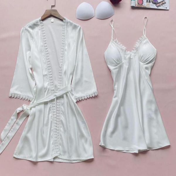 women's sleepwear women kimono bathrobe gown white faux silk lace trim wedding robe nightgown set summer above knee home dress loungewe, Black;red
women's sleepwear women kimono bathrobe gown white faux silk lace trim wedding robe nightgown set summer above knee home dress loungewe, Black;red