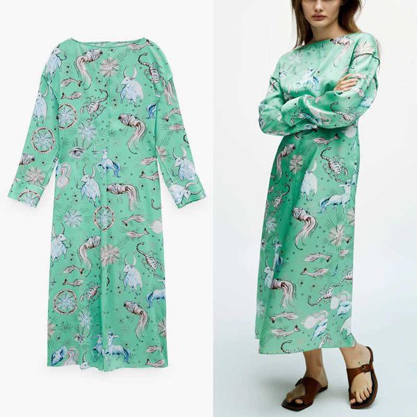 za print boatneck midi green dresses women long sleeve vintage spring dress female chic side zip flowy elegant dress 210602, Black;gray
za print boatneck midi green dresses women long sleeve vintage spring dress female chic side zip flowy elegant dress 210602, Black;gray