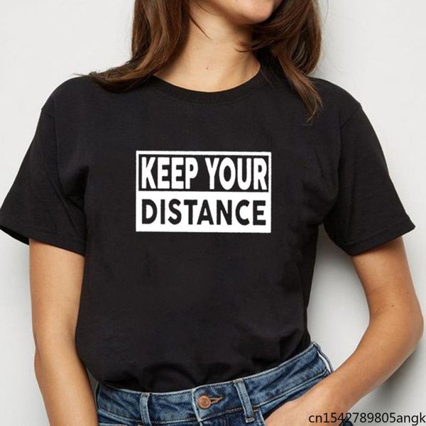 women's t-shirt keep your distance funny women loose short sleeve harajuku casual round neck femme, White
women's t-shirt keep your distance funny women loose short sleeve harajuku casual round neck femme, White