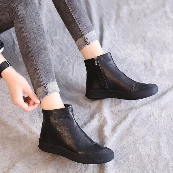 boots flat bottom casual side zipper women's style leather boots with soft soles and plush thermal1 2639, Black
boots flat bottom casual side zipper women's style leather boots with soft soles and plush thermal1 2639, Black