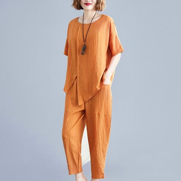 women's tracksuits cotton vintage plus size 2 piece set women pantsuit summer causal woman sets 2021 short sleeve and harem pants 20325, Gray
women's tracksuits cotton vintage plus size 2 piece set women pantsuit summer causal woman sets 2021 short sleeve and harem pants 20325, Gray
