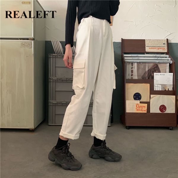 autumn chic white straight pants high waist fashion cargo korean style casual loose long trouser pocket lady 210428, Black;white
autumn chic white straight pants high waist fashion cargo korean style casual loose long trouser pocket lady 210428, Black;white