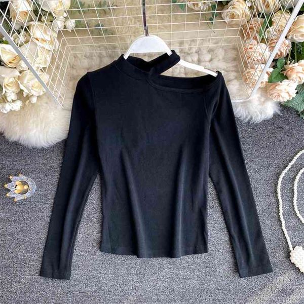 spring autumn women's korean half strapless halter long sleeve all-match round neck slim bottoming female ll129 210506, White
spring autumn women's korean half strapless halter long sleeve all-match round neck slim bottoming female ll129 210506, White