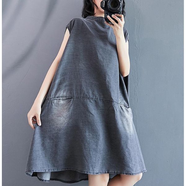 casual dresses 2021 retro denim dress female summer big size fat sister loose vestidos fashion mid-length women clothing, Black;gray
casual dresses 2021 retro denim dress female summer big size fat sister loose vestidos fashion mid-length women clothing, Black;gray
