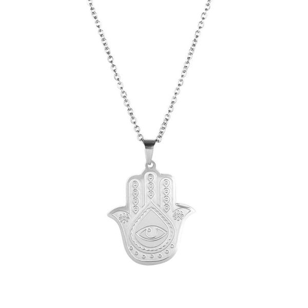 pendant necklaces hand of fatima stainless steel european and american fashion religious eye shape necklace, Silver
pendant necklaces hand of fatima stainless steel european and american fashion religious eye shape necklace, Silver