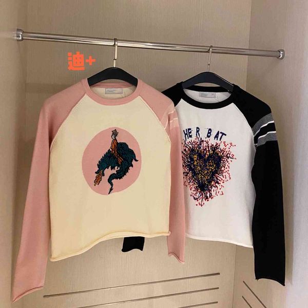 2021 autumn new fashion cartoon pattern contrast color aging fresh shoulder length soft women's sweater, White
2021 autumn new fashion cartoon pattern contrast color aging fresh shoulder length soft women's sweater, White