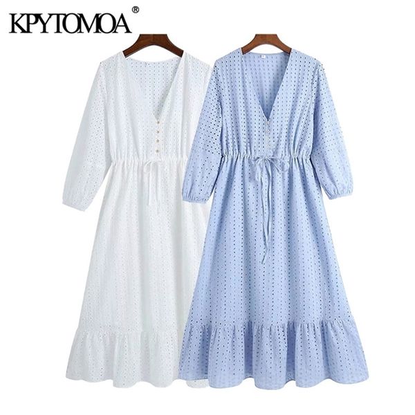 kpytomoa women chic fashion hollow out embroidery midi dress vintage three quarter sleeves drawstring female dresses mujer 210730, Black;gray
kpytomoa women chic fashion hollow out embroidery midi dress vintage three quarter sleeves drawstring female dresses mujer 210730, Black;gray