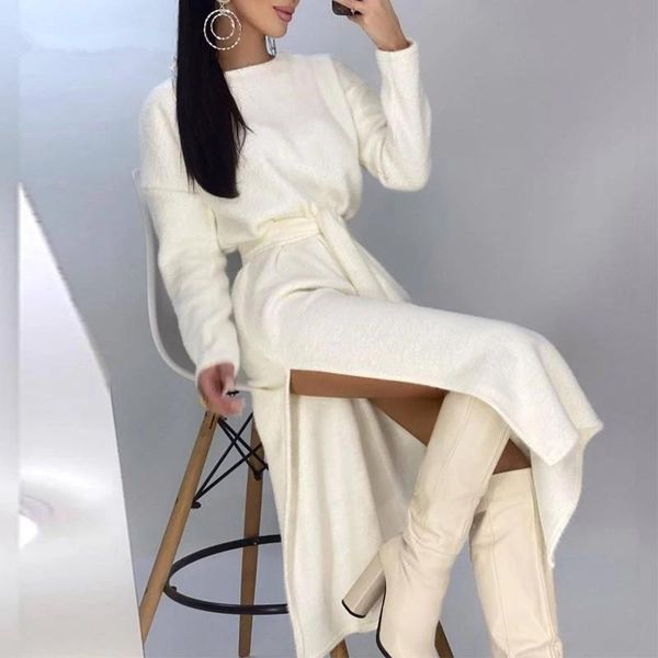 casual dresses commute winter thick warm long dress sleeve bandage belt lady party women elegant o neck side slit loose, Black;gray
casual dresses commute winter thick warm long dress sleeve bandage belt lady party women elegant o neck side slit loose, Black;gray