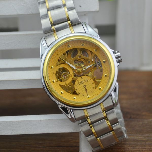 fashion simple hollow steel band automatic mechanical men's business watch, Slivery;brown
fashion simple hollow steel band automatic mechanical men's business watch, Slivery;brown