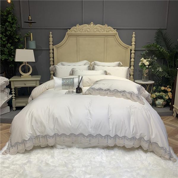 bedding sets luxury white blue soft silky egyptian cotton princess set silver gray lace edge duvet cover bed sheet pillowcases 4/7pcs
bedding sets luxury white blue soft silky egyptian cotton princess set silver gray lace edge duvet cover bed sheet pillowcases 4/7pcs