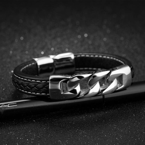 beaded, strands fashion men black leather bracelet stainless steel bracelets bangles for man punk jewelry wholesale
beaded, strands fashion men black leather bracelet stainless steel bracelets bangles for man punk jewelry wholesale