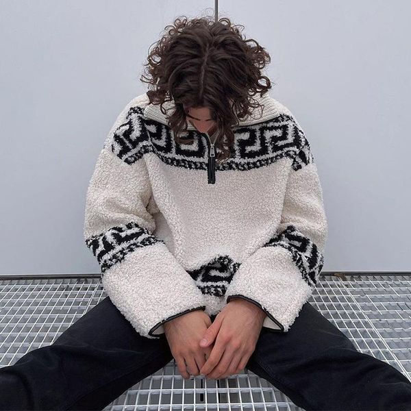 men's hoodies & sweatshirts half-zipper retro pattern lapel pullover 2021 fall/winter fashion high street polar fleece casual loose j, Black
men's hoodies & sweatshirts half-zipper retro pattern lapel pullover 2021 fall/winter fashion high street polar fleece casual loose j, Black