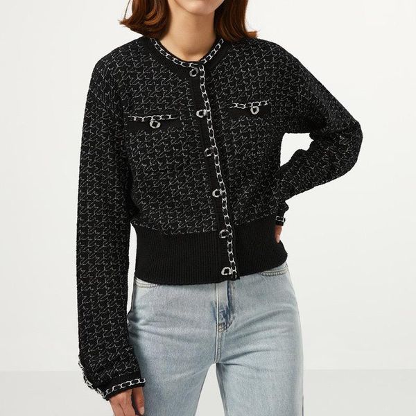 women's knits & tees 2021 autumn and winter clothing mall gold silver yarn jacquard knitted coat hand-woven heavy industry cardigan, White
women's knits & tees 2021 autumn and winter clothing mall gold silver yarn jacquard knitted coat hand-woven heavy industry cardigan, White