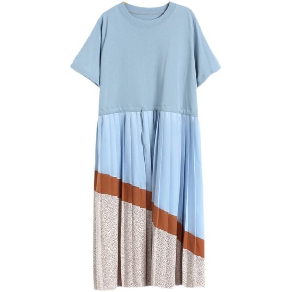 women summer elegant daliy spliced pleated chiffon printed belt dress o-neck short sleeve loose fashion 210510, Black;gray
women summer elegant daliy spliced pleated chiffon printed belt dress o-neck short sleeve loose fashion 210510, Black;gray