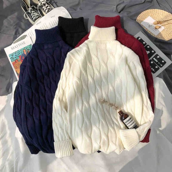 2021 mens solid color turtleneck sweater pullover knitting couples large size casual wearing twist sweater, White;black
2021 mens solid color turtleneck sweater pullover knitting couples large size casual wearing twist sweater, White;black