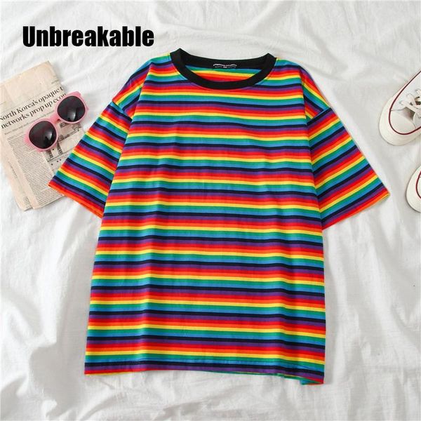 women's t-shirt rainbow striped women loose bf lazy wind short sleeved o neck 2021 summer autumn streetwear drop, White
women's t-shirt rainbow striped women loose bf lazy wind short sleeved o neck 2021 summer autumn streetwear drop, White
