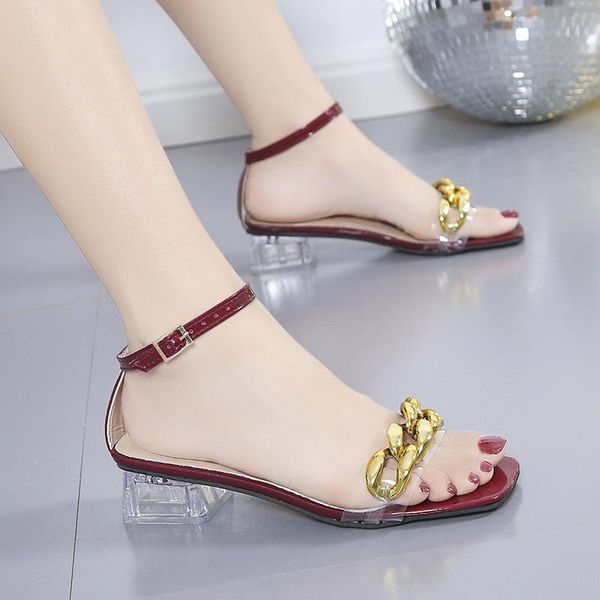 sandals summer fashion female metal chain design ankle buckle strap women thin high heels square toe party dress shoes, Black
sandals summer fashion female metal chain design ankle buckle strap women thin high heels square toe party dress shoes, Black