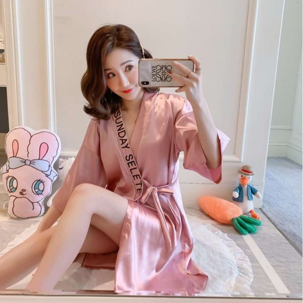 bathrobe high density ice silk summer long nightgown sweet pajamas girl student home clothes medium short sleeves
bathrobe high density ice silk summer long nightgown sweet pajamas girl student home clothes medium short sleeves
