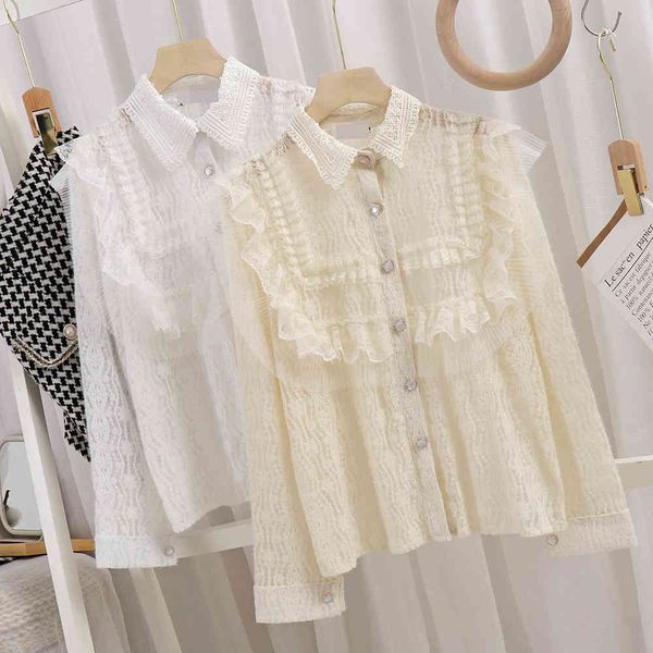 summer women lolita long sleeve stand collar lace blouses with ruffles ladies single breasted shirt sweet girls 210416, White
summer women lolita long sleeve stand collar lace blouses with ruffles ladies single breasted shirt sweet girls 210416, White