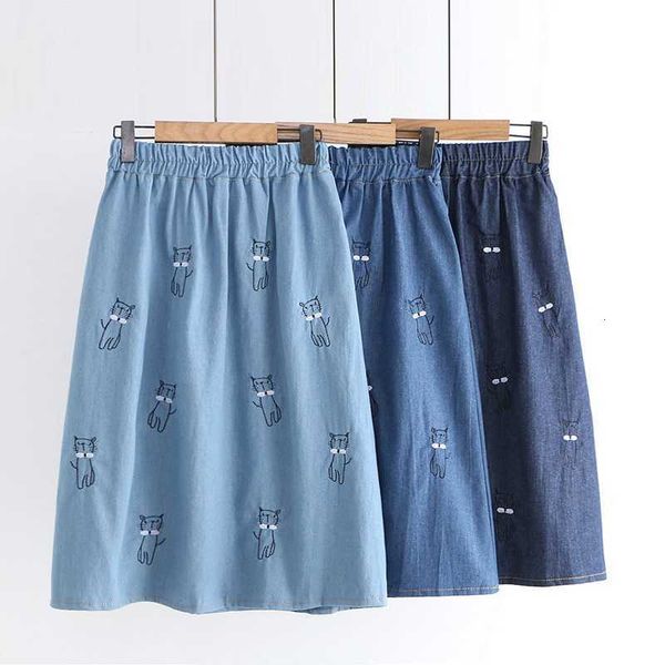 skirts japanese preppy style girls cat embroidery kawaii women spring autumn elastic waist a-line long denim skirt gonna jeans h91, Black
skirts japanese preppy style girls cat embroidery kawaii women spring autumn elastic waist a-line long denim skirt gonna jeans h91, Black