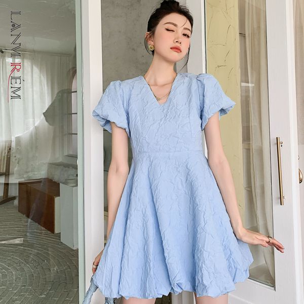 women blue dress v-neck bubble sleeve high waist a-line temperament loose fit fashion tide summer 2h604 210507, Black;gray
women blue dress v-neck bubble sleeve high waist a-line temperament loose fit fashion tide summer 2h604 210507, Black;gray