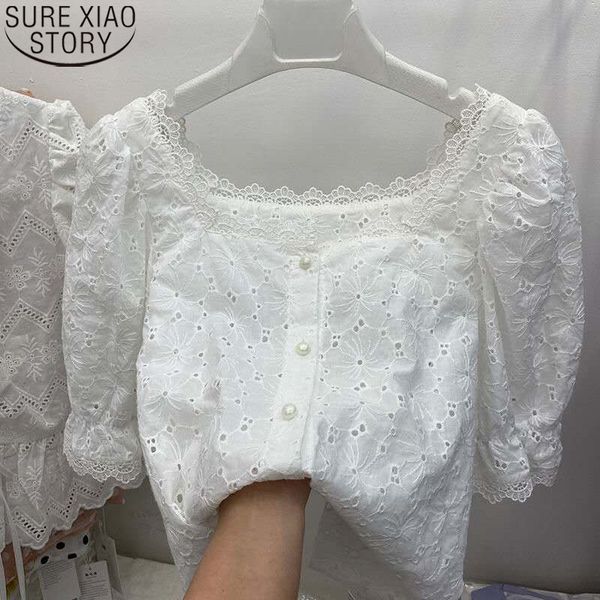 vintage french sweet square collar shirt cotton women white lace chic embroidery summer causal clothes 13874 210506
vintage french sweet square collar shirt cotton women white lace chic embroidery summer causal clothes 13874 210506