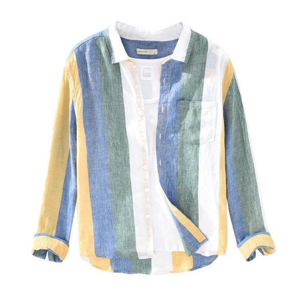 long sleeve shirts for men 100% pure linen casual fashion vertical striped male turn-down collar hemp shirt 210601, White;black
long sleeve shirts for men 100% pure linen casual fashion vertical striped male turn-down collar hemp shirt 210601, White;black