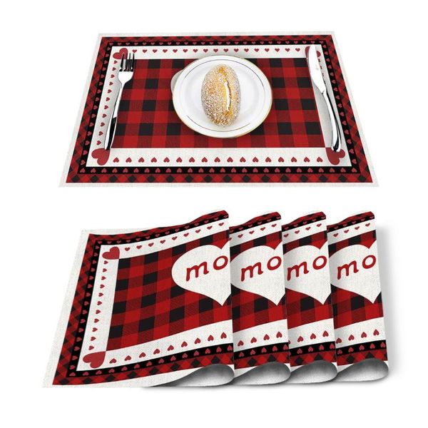 table runner 4/6pcs love mom red black check kitchen placemat set dining mats cotton linen pad bowl cup mat home decor
table runner 4/6pcs love mom red black check kitchen placemat set dining mats cotton linen pad bowl cup mat home decor