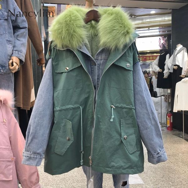 Women's Down & Parkas Denim Parka Women Warm Velour Overcoat Female Winter Long Coats Faux Hair Collar Thickened Windbreaker Padded Student1 N9VU, Black
Women's Down & Parkas Denim Parka Women Warm Velour Overcoat Female Winter Long Coats Faux Hair Collar Thickened Windbreaker Padded Student1 N9VU, Black