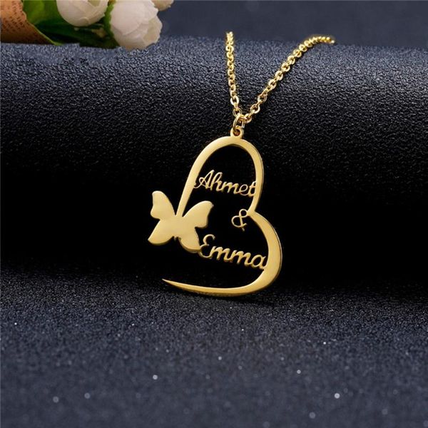lucktune butterfly heart pendants custom double name necklace for women personalized nameplate choker necklaces jewelry gift chains, Silver
lucktune butterfly heart pendants custom double name necklace for women personalized nameplate choker necklaces jewelry gift chains, Silver
