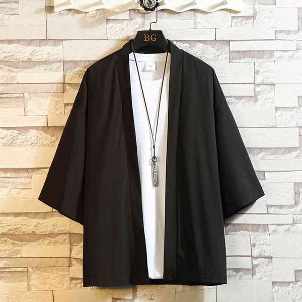 2021 summer new men's simple solid color cardigan casual loose chinese style quarter sleeve shirt windbreaker large, White;black
2021 summer new men's simple solid color cardigan casual loose chinese style quarter sleeve shirt windbreaker large, White;black