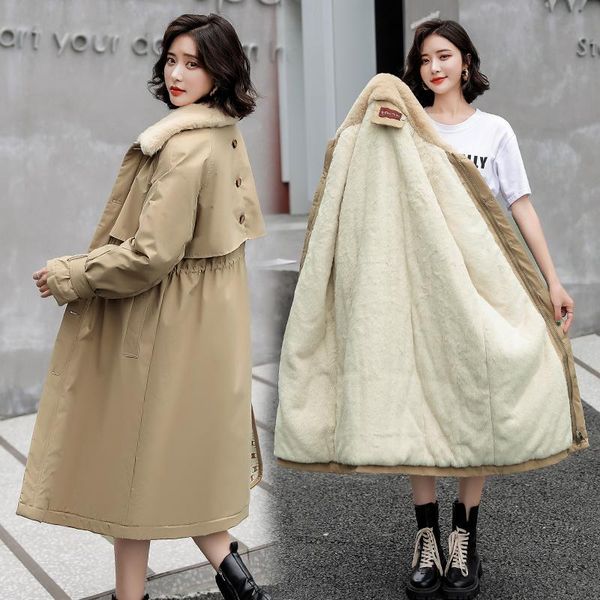 women's trench coats korean coat zipper loose winter jacket medium length 2021 thickened plush, Tan;black
women's trench coats korean coat zipper loose winter jacket medium length 2021 thickened plush, Tan;black