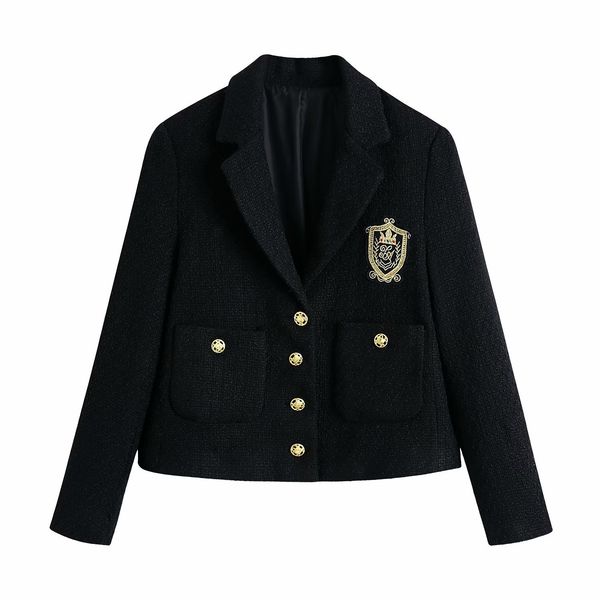 women cropped textured blazer embroidered patch single-breasted long sleeves fashion casual woman suit short 210420, White;black
women cropped textured blazer embroidered patch single-breasted long sleeves fashion casual woman suit short 210420, White;black